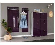Garderobe Set 032 Bari 3 tlg Schuhschrank 6 Klappen 24 Paar Weiss-Brombeer