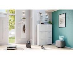 Garderobe Set 092 Limnos 4 tlg Schuhschrank 6 Klappen 24 Paar Weiss-Weiss Hgl