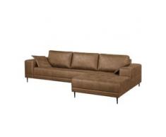 ars manufacti Ecksofa Flesk Hellbraun Microfaser 282x83x167 cm