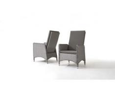 Polyrattan Stuhl Doona, 2 Stück - grau satiniert - Polyrattan Gartenmöbel Set in Grau satiniert