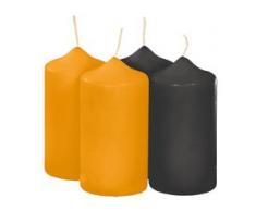 Stumpenkerzen, anthrazit und mango, 4 Stück