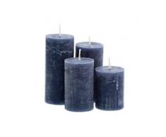 Rustikale Kerzen, blau, abgestuft, 4 Stück