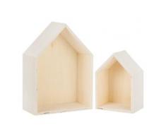 Wand-Regal-Set "Haus" aus Holz, 2 Stück