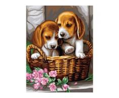 Malen nach Zahlen mit Acrylfarben "Hunde im Korb", 23 x 30,5 cm