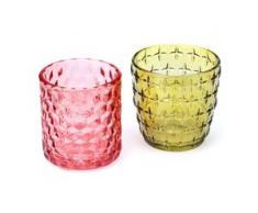 Glas-Windlichter, bunt, 8 - 9 cm, 2 Stück