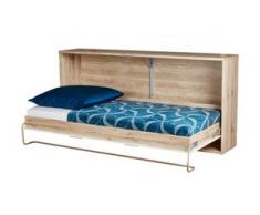 Querklappbett 90x200 - weiß - Eiche (Optik) Arne ¦ holzfarben