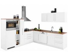 HELD MÖBEL Winkelküche Samos, mit E-Geräten, Stellbreite 260 x 270 cm Stangengriffen aus Metall EEK C weiß Samos Küchenserien Küchenmöbel Arbeitsmöbel-Sets