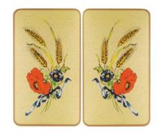WENKO Herd-Abdeckplatte Kornblumen, Glas, (Set, 2-tlg.) beige Zubehör für Herde Kochfelder Haushaltsgeräte Herdabdeckplatten