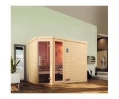 Weka Massivholzsauna Turku 3 mit Glastür und Fenster