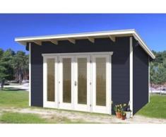 SKAN HOLZ Gartenhaus Ostende Größe 2, 400 x 300 cm, Wandstärke 28 mm, schiefergrau
