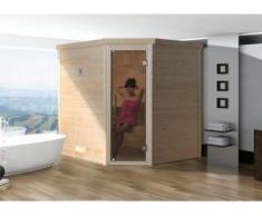 Weka Massivholzsauna TURKU 1 mit Glastür mit Sparset 2, Rundum-Sparset inklusive umfangreichem Zubehörpaket und BioAktiv-Saunaofen