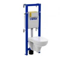 Wisa Vorwandelement Komplett-Set All in One V&B Wand-WC Spülrandlos weiß, Softclose WC-Sitz weiß,