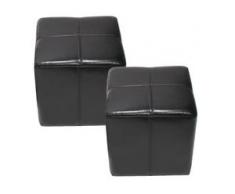 2x Sitzwürfel Hocker Sitzhocker Onex, Leder + Kunstleder, 36x36x36cm ~ schwarz