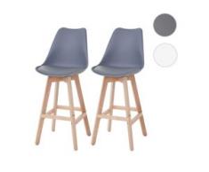 2x Barhocker Malmö T501, Retro Design ~ dunkelgrau, Sitzfläche Kunstleder dunkelgrau, helle Beine