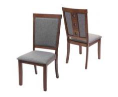 2x Esszimmerstuhl HWC-G61, Küchenstuhl Lehnstuhl Stuhl, Stoff/Textil Massiv-Holz ~ dunkles Gestell, grau