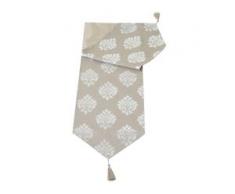Tischläufer Barock, Tischdecke Tischdeko Mitteldecke, beige silber Glanz-Effekt 180x33cm