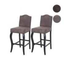 2x Barhocker HWC-A93, Barstuhl Tresenhocker, Chesterfield Stoff/Textil ~ braun, Wildlederimitat