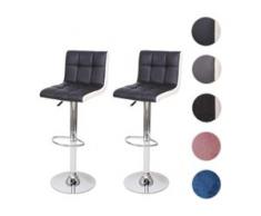 2x Barhocker HWC-G87, Tresenhocker Barstuhl, höhenverstellbar ~ Kunstleder schwarz-weiß, Chromfuß