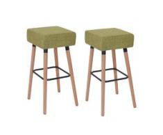 2x Barhocker Stirling, Barstuhl Tresenhocker ~ hellgrün, Textil