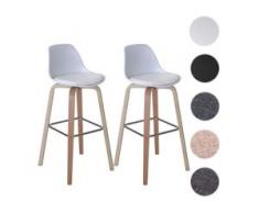 2x Barhocker HWC-A89, Barstuhl Tresenhocker mit Lehne ~ Kunstleder, weiß