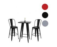 Set Stehtisch + 2x Barhocker HWC-A73, Barstuhl Bartisch, Metall Industriedesign ~ schwarz