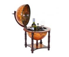 Globusbar HWC-D85, Tischbar Minibar Weinregal, Weltkugel Ø 33cm Eukalyptusholz