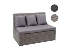 Poly-Rattan 2er Sofa HWC-G16, Lounge-Gartenbank Sitzbank Sessel, Gastronomie 120cm ~ grau, Kissen dunkelgrau