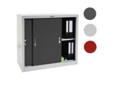 Aktenschrank Valberg T333, Metallschrank Büroschrank, 2 Schiebetüren 83x91x46cm ~ rot