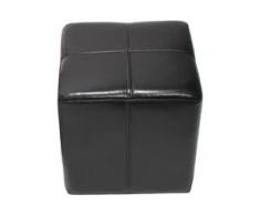 Sitzwürfel Hocker Sitzhocker Onex, Leder + Kunstleder, 36x36x36cm ~ schwarz