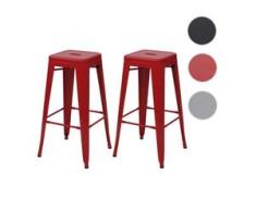 2x Barhocker HWC-A73, Barstuhl Tresenhocker, Metall Industriedesign stapelbar ~ rot