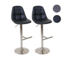 2x Barhocker HWC-A67, Barstuhl Tresenhocker ~ schwarz Kunstleder, Fuß gebürstet