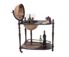 Globusbar mit Tisch HWC-T875, Minibar Hausbar Tischbar, Weltkugel rollbar Eukalyptusholz