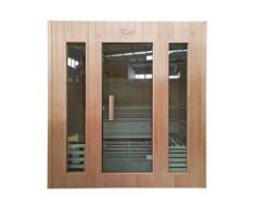 Sauna HWC-D59, Saunakabine Wärmekabine, Saunaofen 4,5kW Saunasteine Sicherheitsglas 4 Personen 200x175x160cm