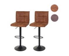 2x Barhocker HWC-B13, Barstuhl Tresenhocker, Wildlederimitat ~ vintage hellbraun