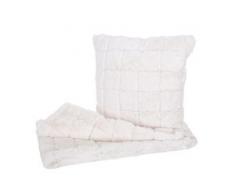 Set Wohndecke + Deko-Kissen Karo, Kuscheldecke Sofadecke Zierkissen+Füllung, flauschig Fellimitat