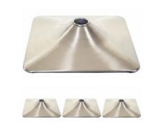 4x Fußteller Fußplatte Fuß für Barhocker Barstuhl Drehstuhl Esszimmerstuhl, rechteckig Metall gebürstet Ø 37,5cm