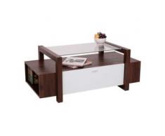 Couchtisch HWC-B51, Wohnzimmertisch, hochglanz Walnuss-Optik 46x120x60cm