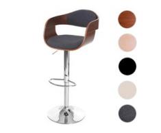 Barhocker HWC-A47, Barstuhl, Holz Bugholz Retro-Design ~ Walnuss-Optik, Textil dunkelgrau