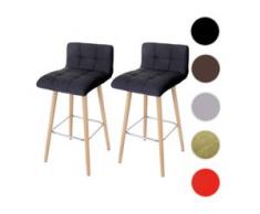 2x Barhocker Malmö T430, Barstuhl Tresenhocker, Retro-Design Holz ~ anthrazit, Textil