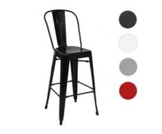 Barhocker HWC-A73, Barstuhl Tresenhocker mit Lehne, Metall Industriedesign ~ schwarz