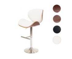 Barhocker Foxrock, Barstuhl, Holz Bugholz Retro-Design, Fuß gebürstet ~ Walnuss-Optik, Kunstleder creme