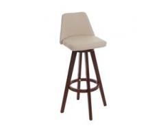 Barhocker HWC-C43, Barstuhl Tresenhocker, Holz Kunstleder drehbar ~ creme, dunkle Beine