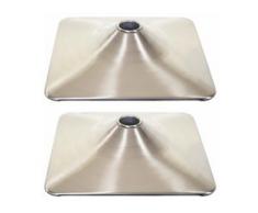 2x Fußteller Fußplatte Fuß für Barhocker Barstuhl Drehstuhl Esszimmerstuhl, rechteckig Metall gebürstet Ø 37,5cm