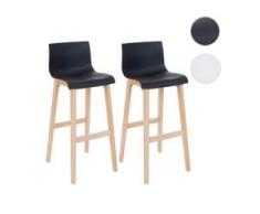 2x Barhocker Saskatoon, Barstuhl Tresenhocker mit Lehne, Kunststoff ~ schwarz