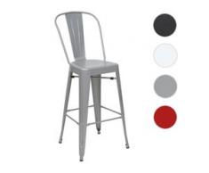 Barhocker HWC-A73, Barstuhl Tresenhocker mit Lehne, Metall Industriedesign ~ grau
