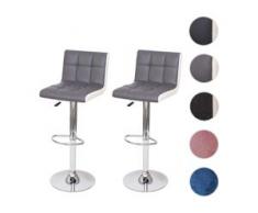 2x Barhocker HWC-G87, Tresenhocker Barstuhl, höhenverstellbar ~ Kunstleder braun-weiß, Chromfuß