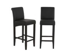 2x Barhocker Barstuhl HWC-C33 ~ schwarz matt, dunkle Beine, Kunstleder