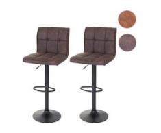 2x Barhocker HWC-B13, Barstuhl Tresenhocker, Wildlederimitat ~ vintage dunkelbraun