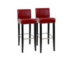 2x Barhocker Barstuhl N25, Leder, 102x44x37 cm ~ rot