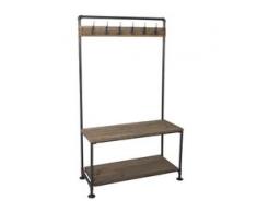 Standgarderobe HWC-C10, Garderobe, Landhaus Industriedesign Echtholz 170x98x40cm